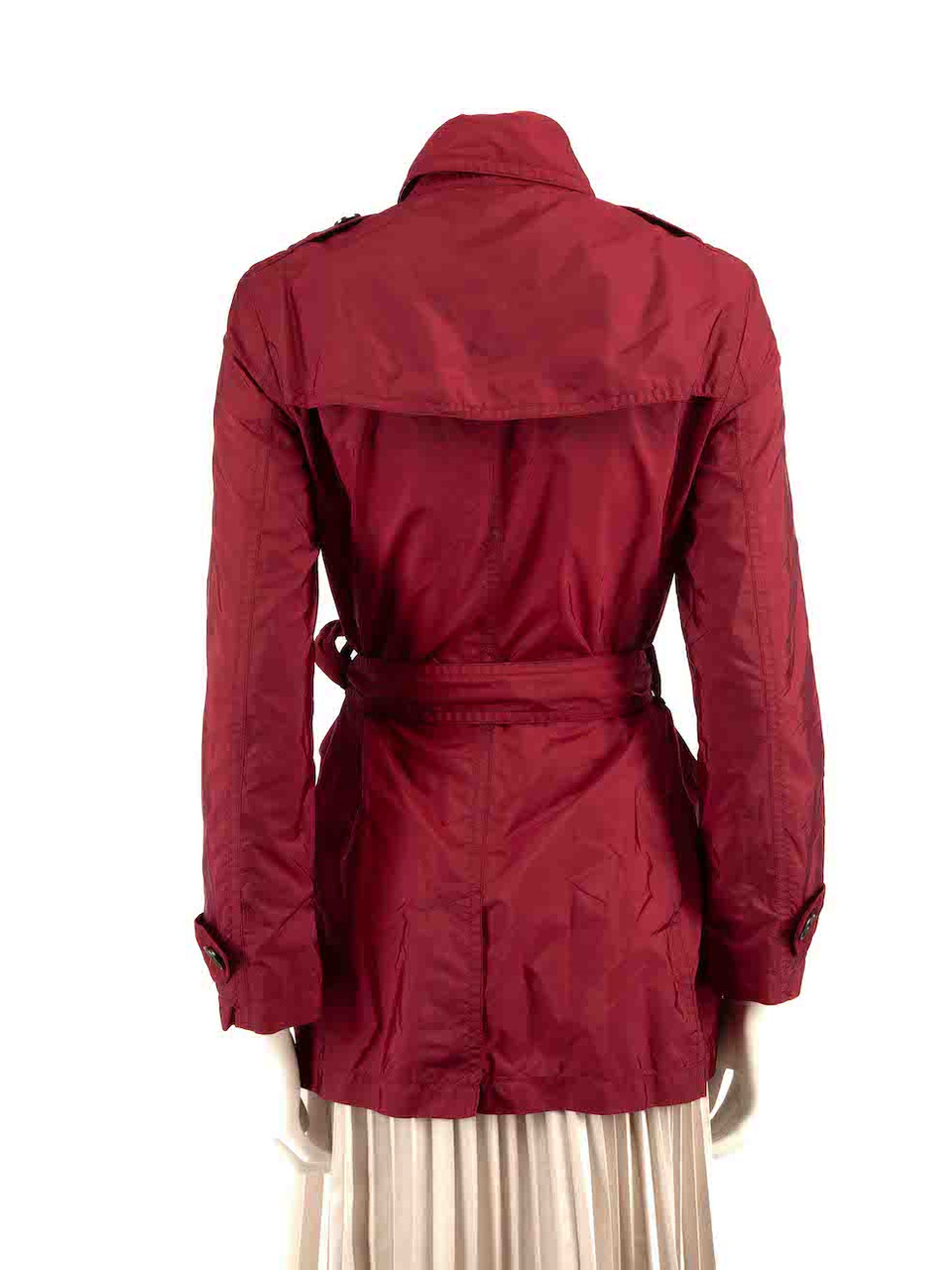 Burberry Burberry Brit Red Double-Breasted Belted Trench Coat
