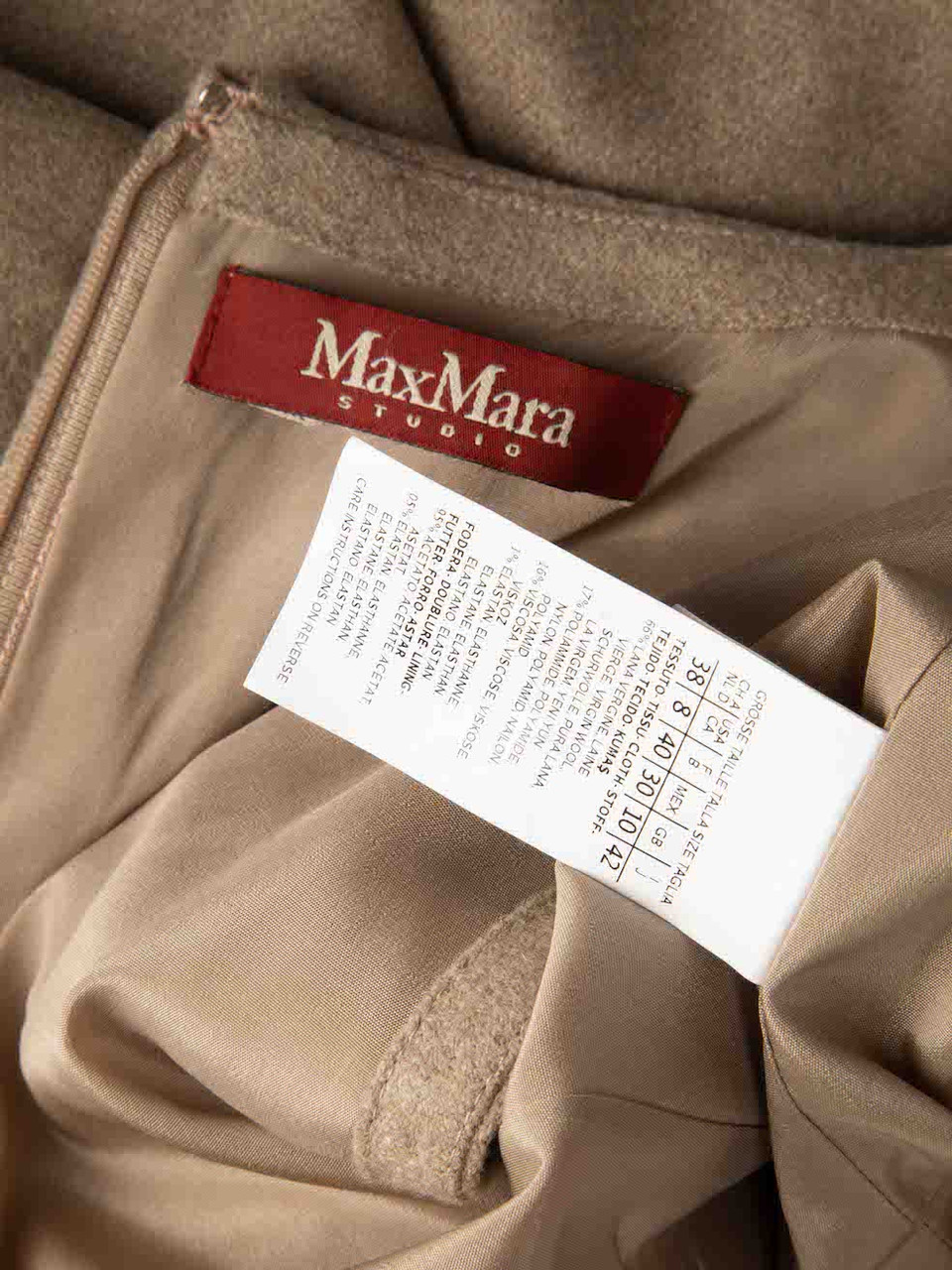 Max Mara Max Mara Studio Brown Wool Bow Detail Midi Dress