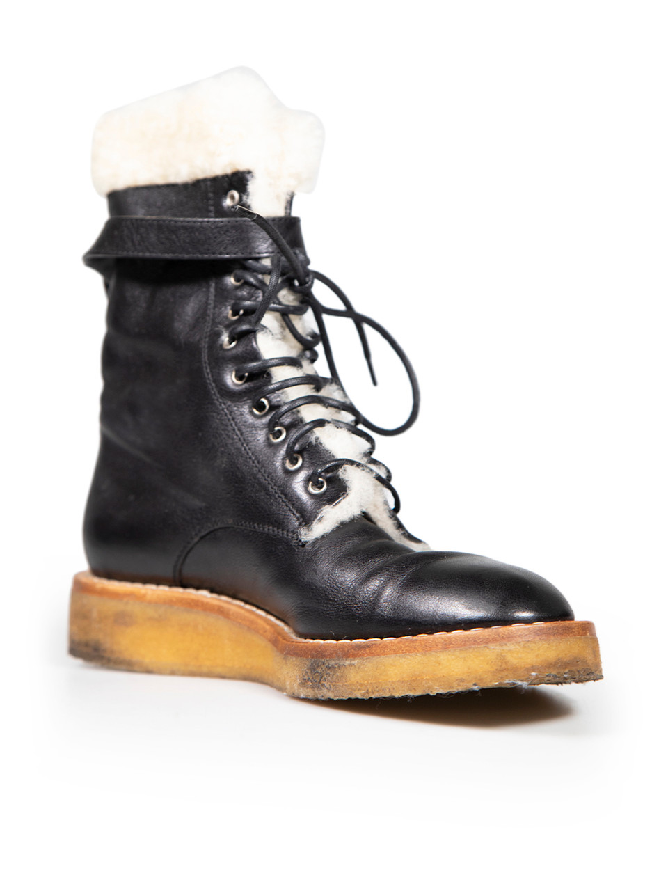 Céline Black Leather Manon Shearling Biker Boots Céline Black Leather Manon Shearling Biker Boots