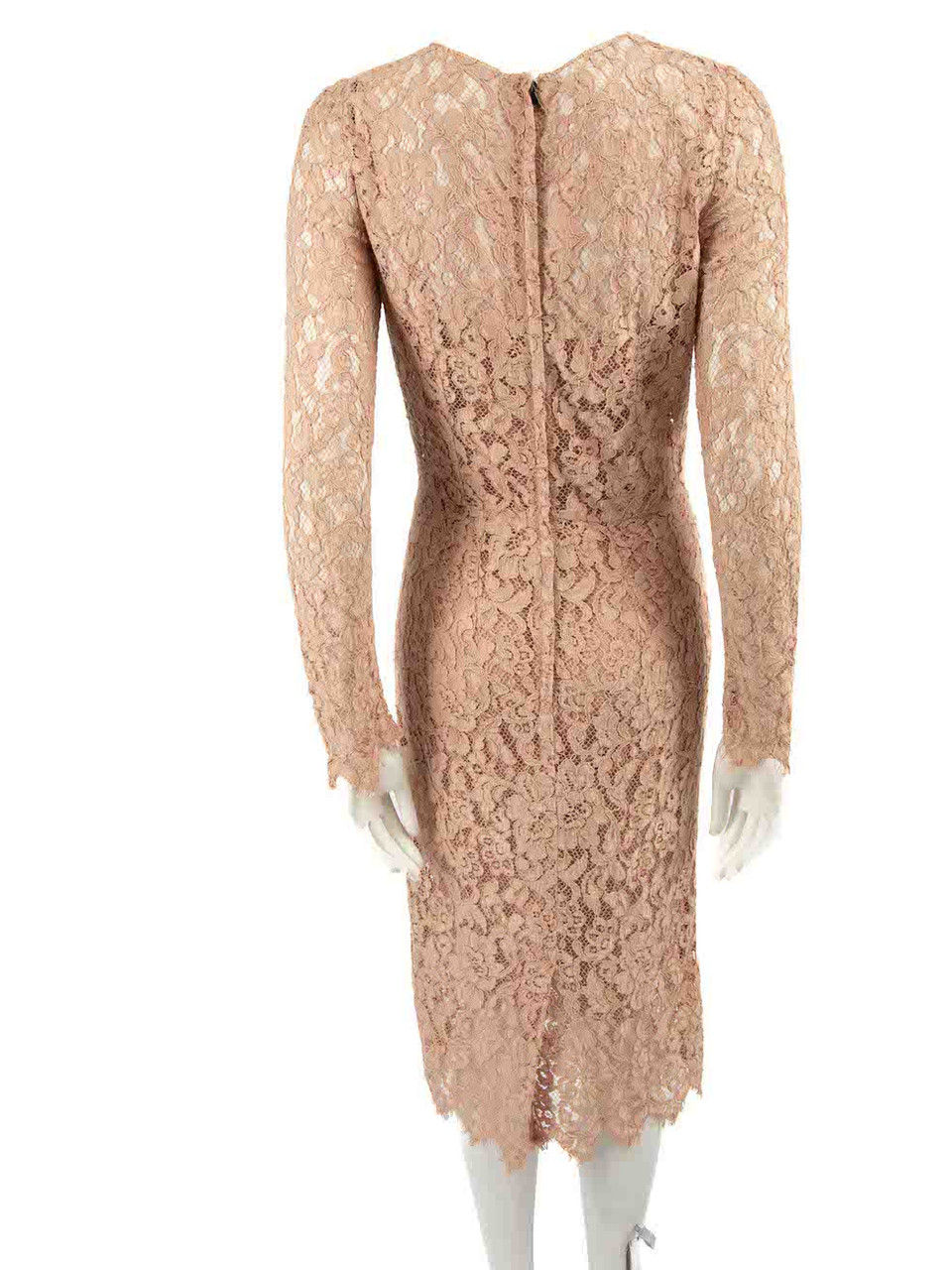 Dolce & Gabbana Pink Lace Long Sleeved Dress