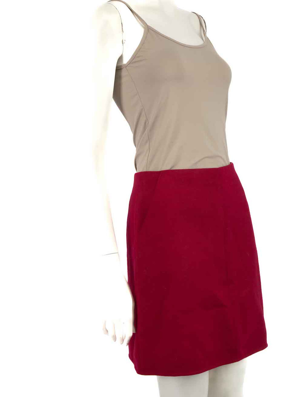 Paule Ka Burgundy Virgin Wool Mini Skirt