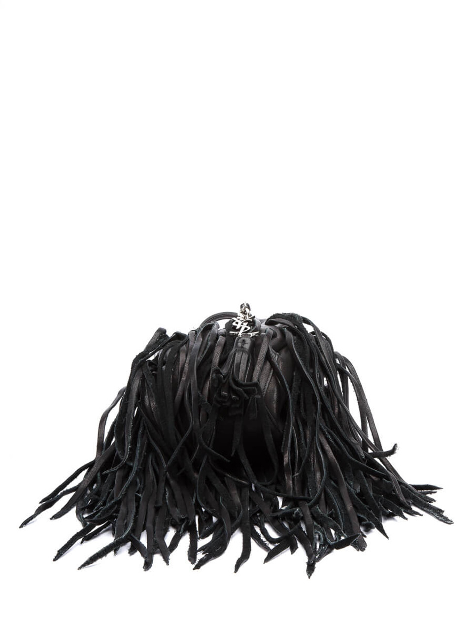Yves Saint Laurent Women's Monogramme Bourse Mini Fringed Bucket Bag Black Leather