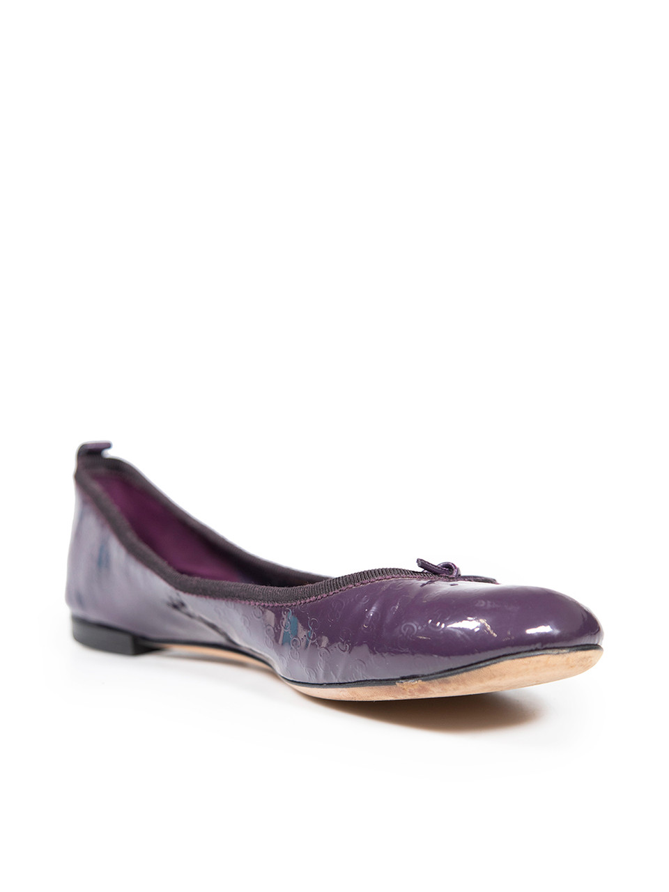 Gucci Purple Patent Micro GG Monogram Ballet Flats