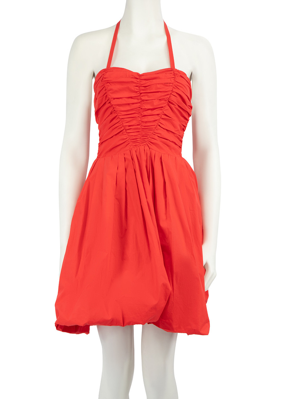 Miu Miu Red Ruched Detail Mini Dress