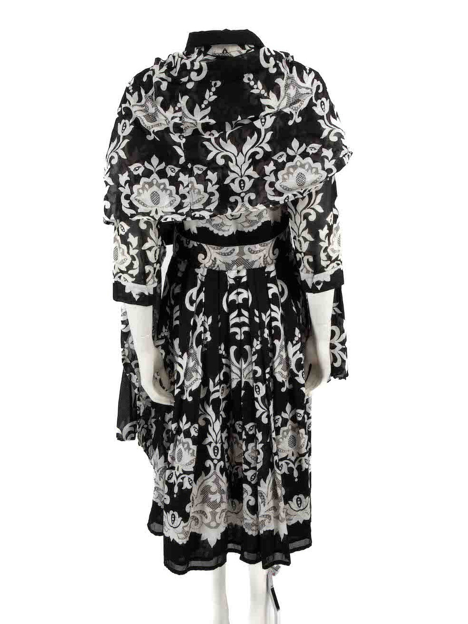 Samantha Sung Black Printed Belted Midi Dress