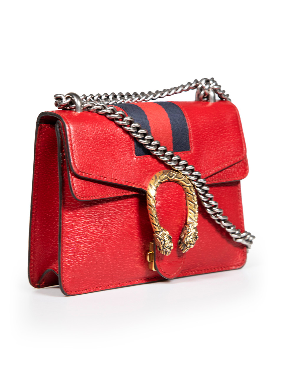 Gucci Red Leather Web Mini Dionysus Shoulder Bag