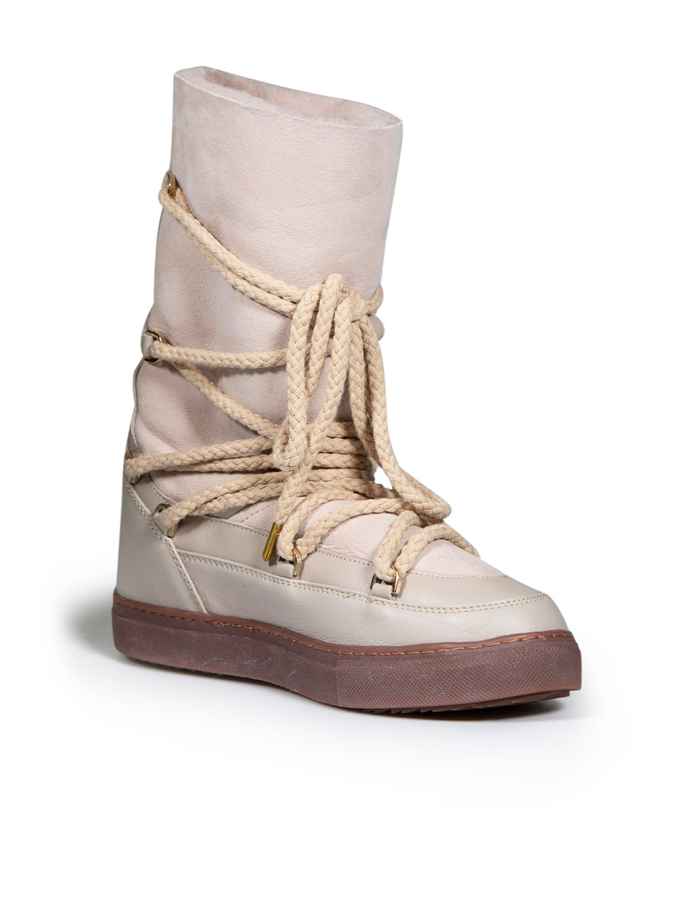 Inuikii Beige Suede Shearling Lined Snow Boots