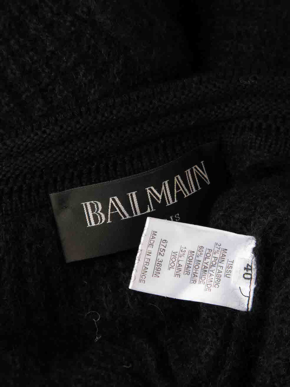 Balmain Black Mohair Knit Cardigan