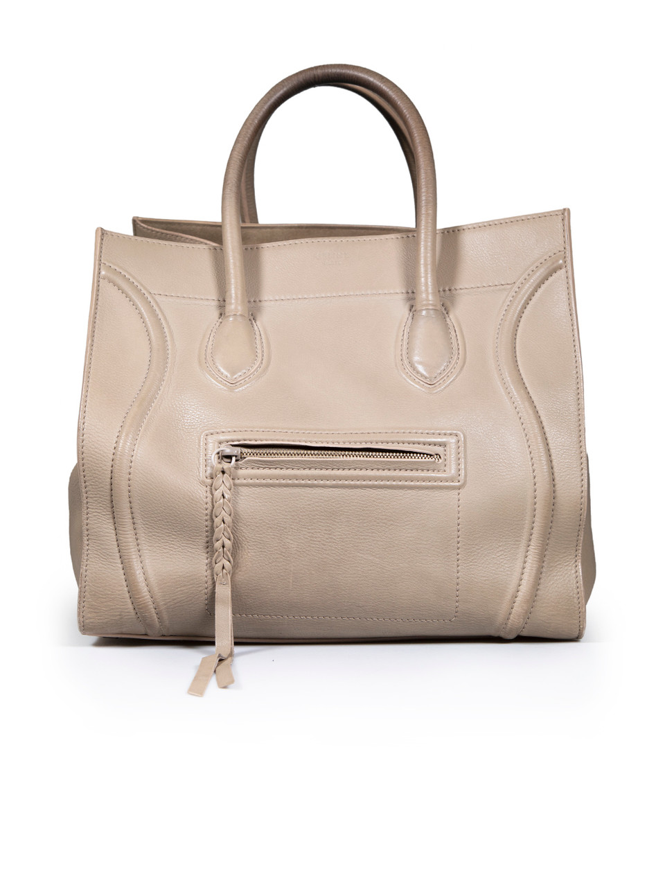 Beige Leather Large Phantom Luggage Tote