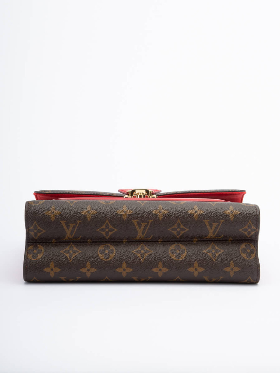 Louis Vuitton Brown/Red Leather and Monogram Canvas Double V Bag at 1stDibs