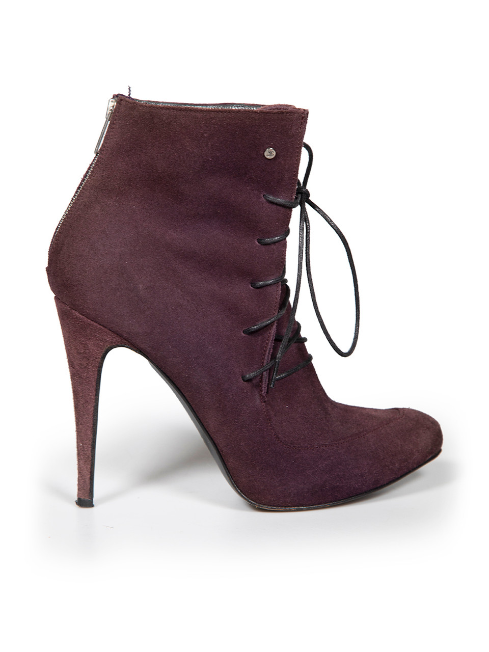 Roberto Cavalli Purple Suede Lace Up Ankle Boots Roberto Cavalli Purple Suede Lace Up Ankle Boots