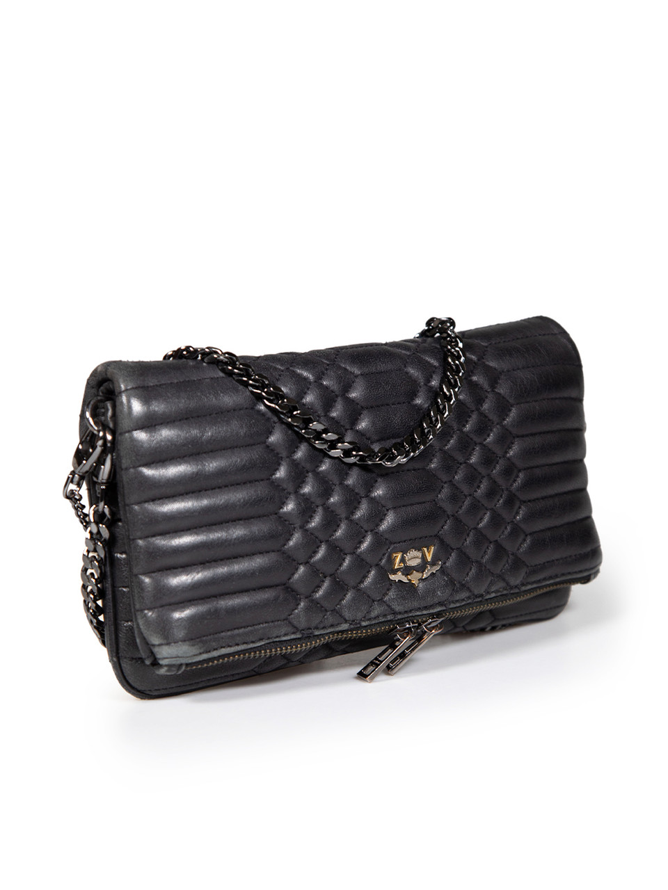 Zadig & Voltaire Black Leather Rocky Mat Crossbody Bag