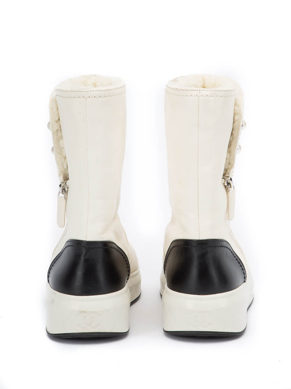 Chanel Ankle Boots White Leather