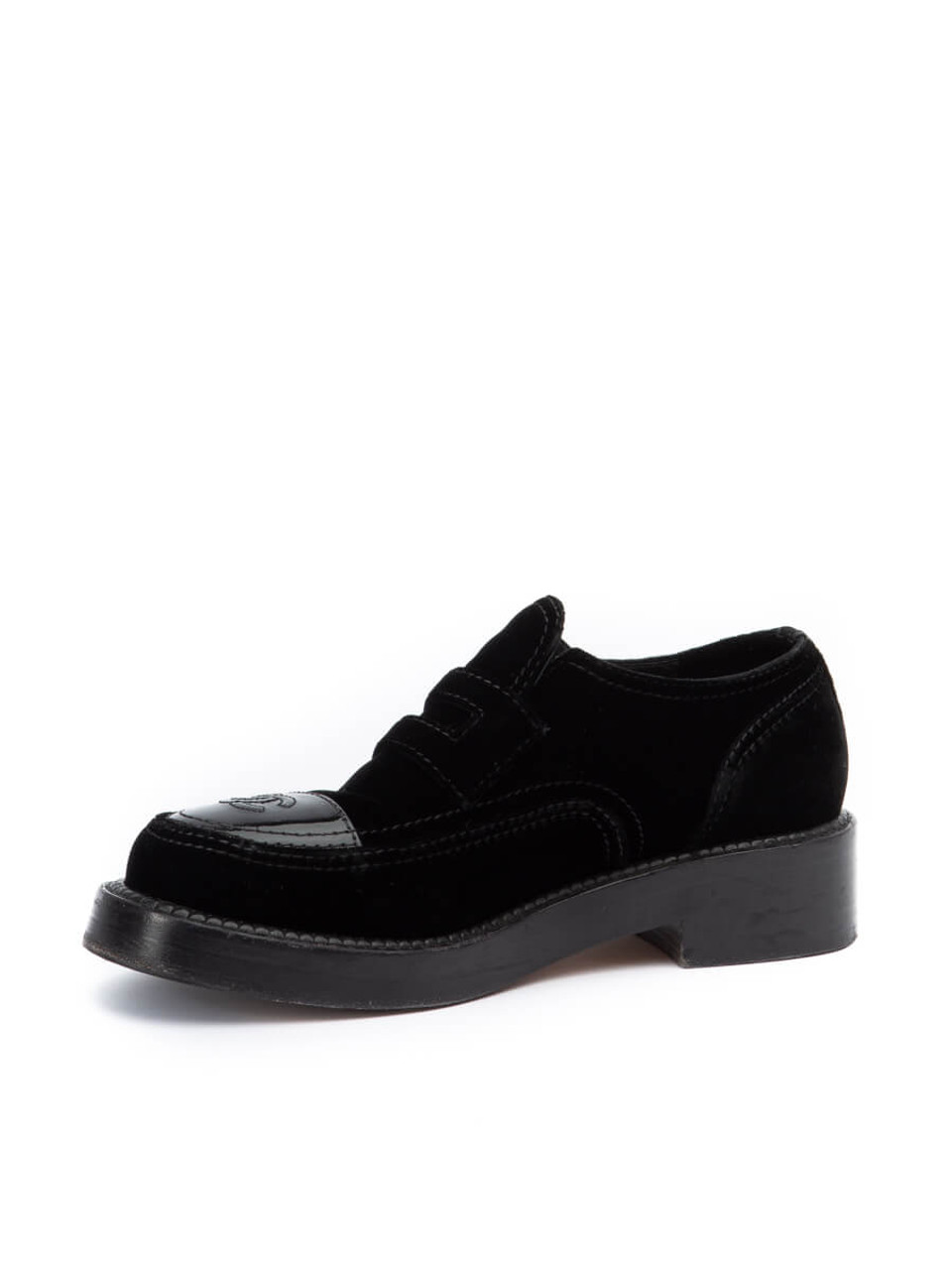 Chanel Women's Mocassin Loafers, Size 5.5 UK, Black Velvet