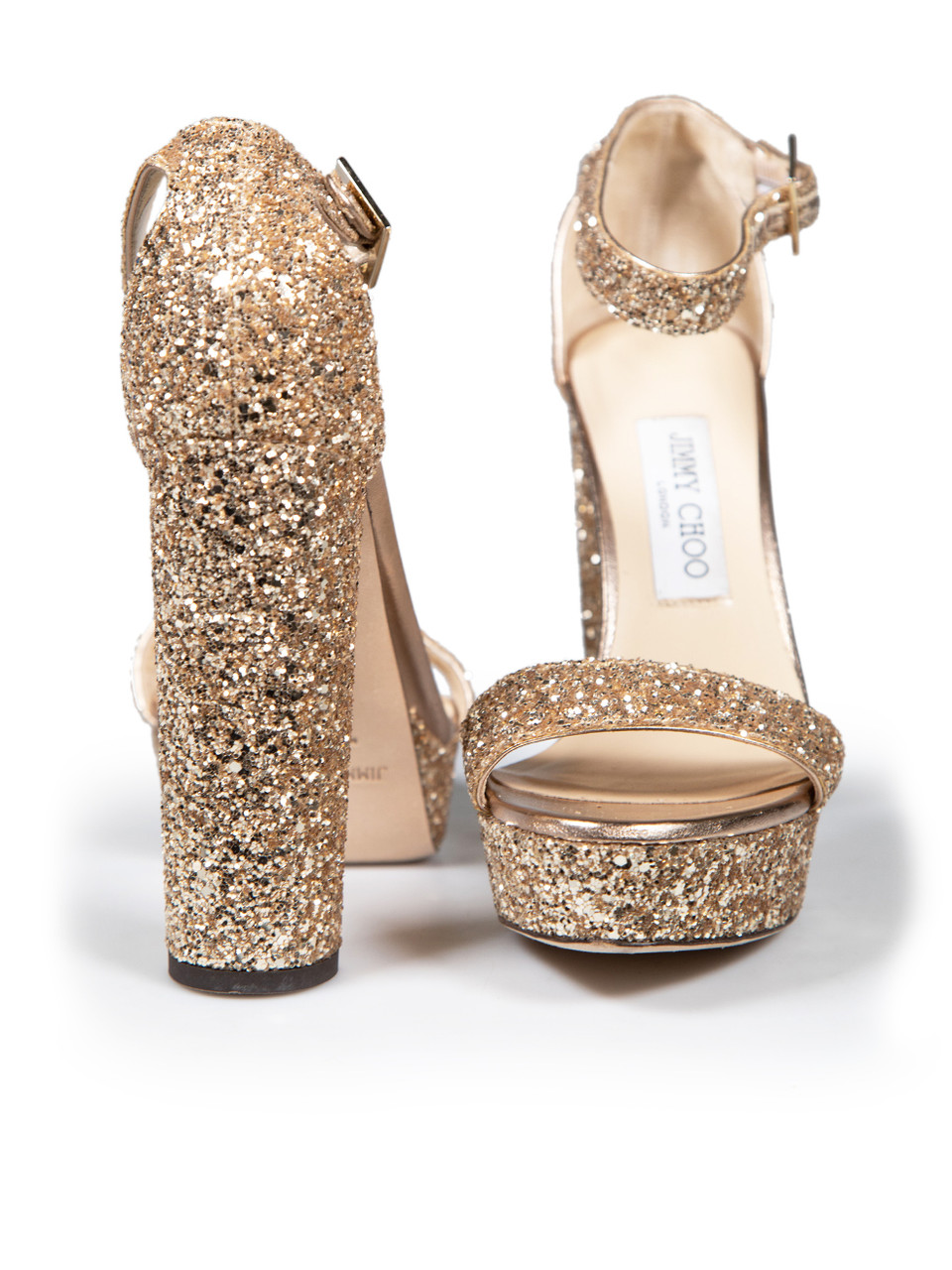 Used Jimmy Choo Gold Glitter Heels CSD