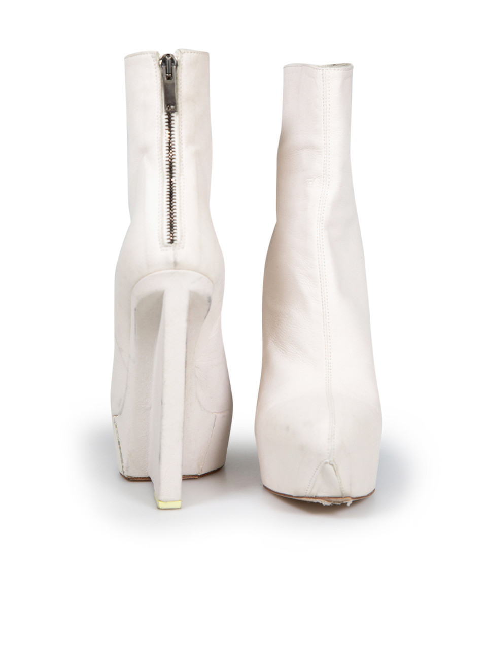 Gareth Pugh White Leather Wedge Ankle Boots