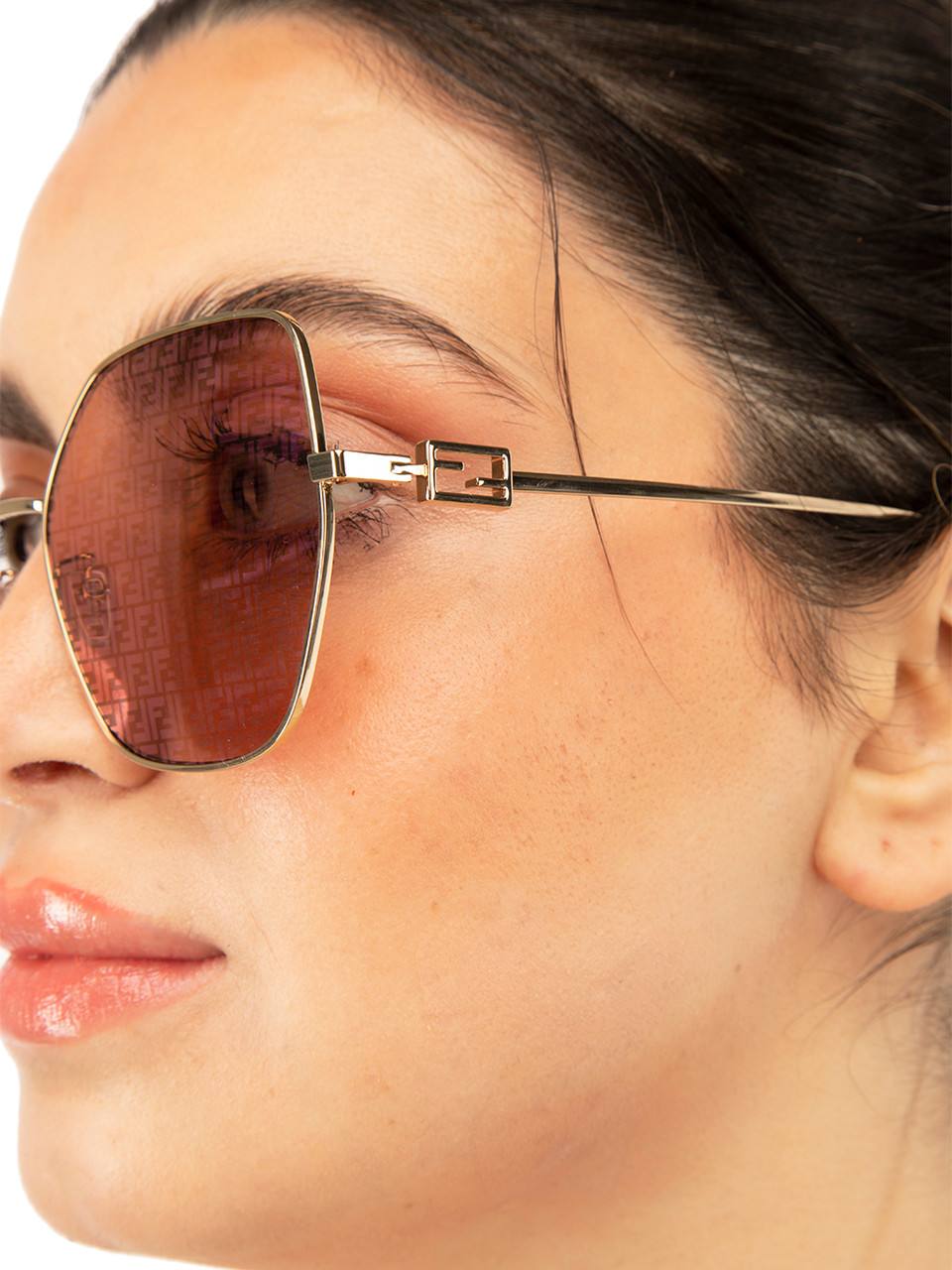 Fendi Dark Pink Logo Butterfly Sunglasses