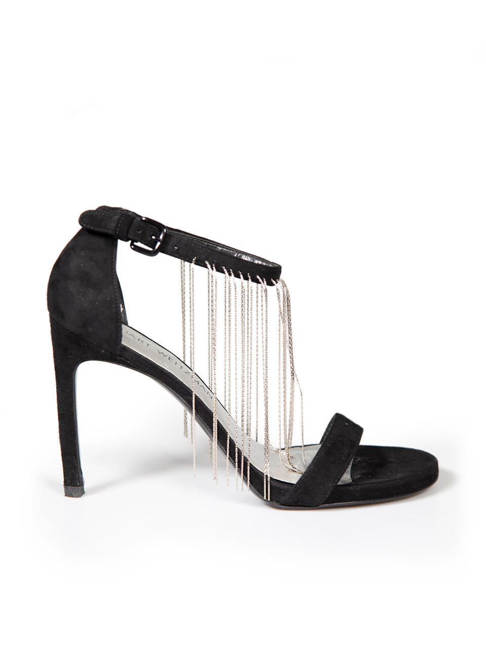 Stuart Weitzman Black Suede Open Toe Tassel Sandals Stuart Weitzman Black Suede Open Toe Tassel Sandals
