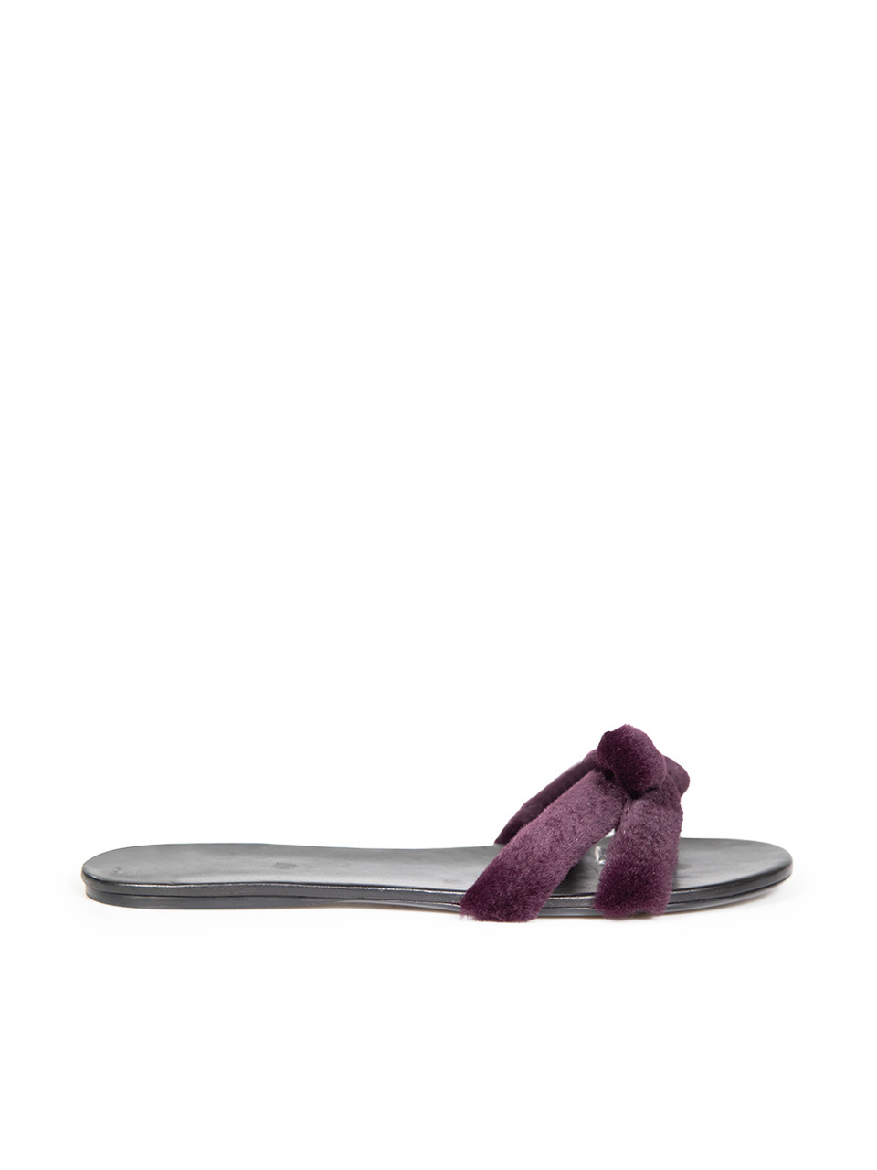The Row Purple Mink Fur Hollie Slides