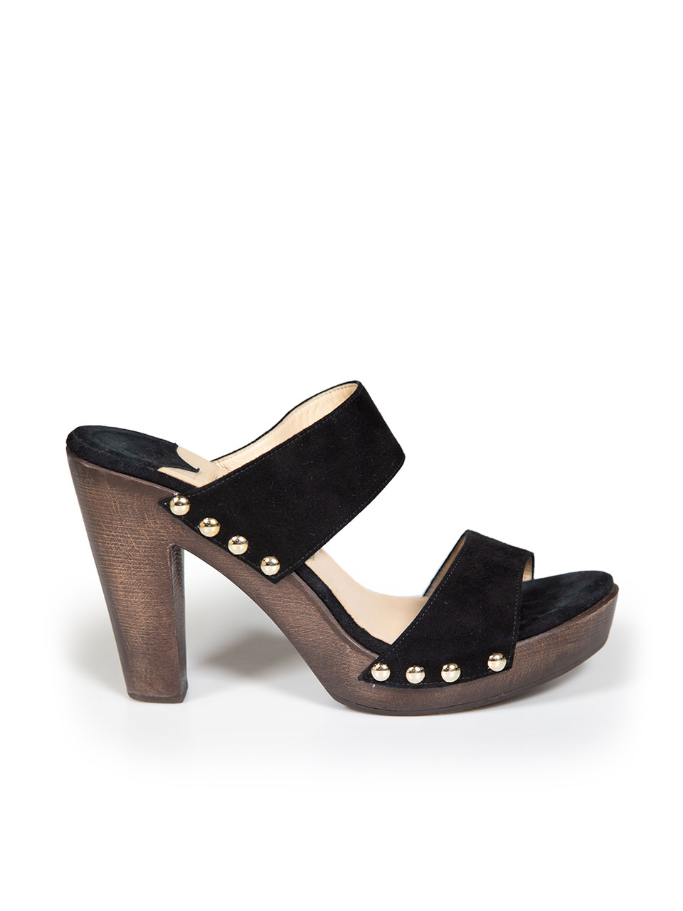 Jimmy Choo Black Suede Wooden Platform Sandals Jimmy Choo Black Suede Wooden Platform Sandals