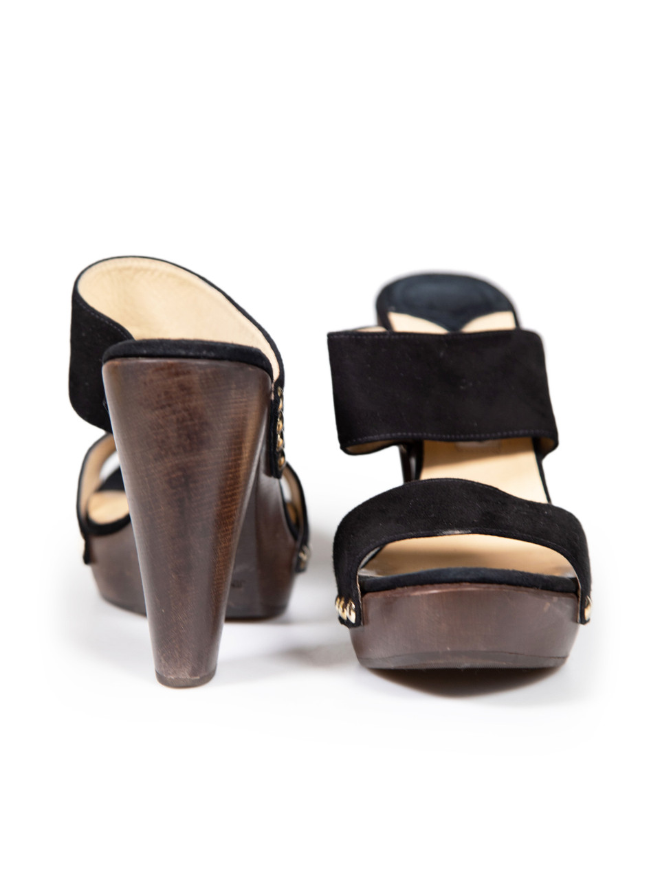 Jimmy Choo Black Suede Wooden Platform Sandals Jimmy Choo Black Suede Wooden Platform Sandals