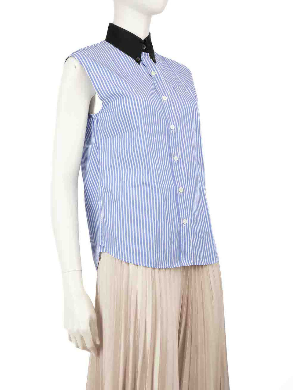Prada Blue Striped Sleeveless Shirt