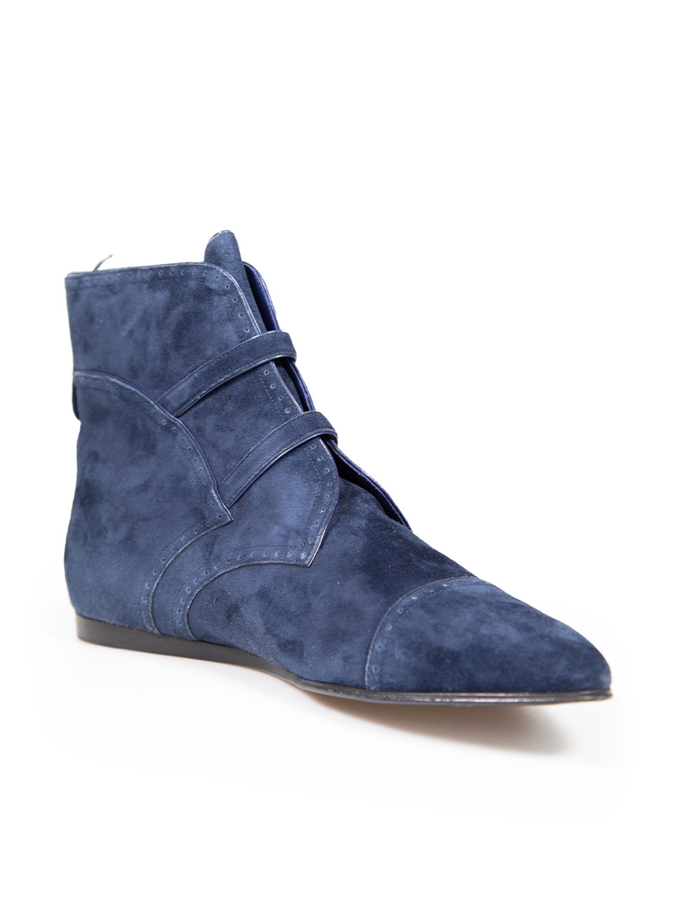 Giorgio Armani Navy Suede Buckled Ankle Boots Giorgio Armani Navy Suede Buckled Ankle Boots