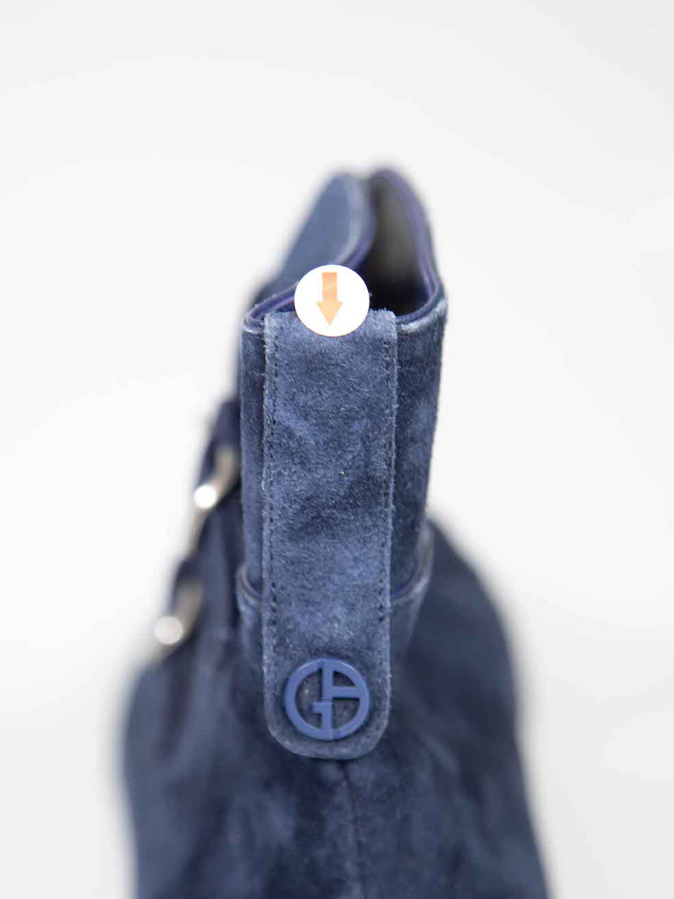 Giorgio Armani Navy Suede Buckled Ankle Boots Giorgio Armani Navy Suede Buckled Ankle Boots