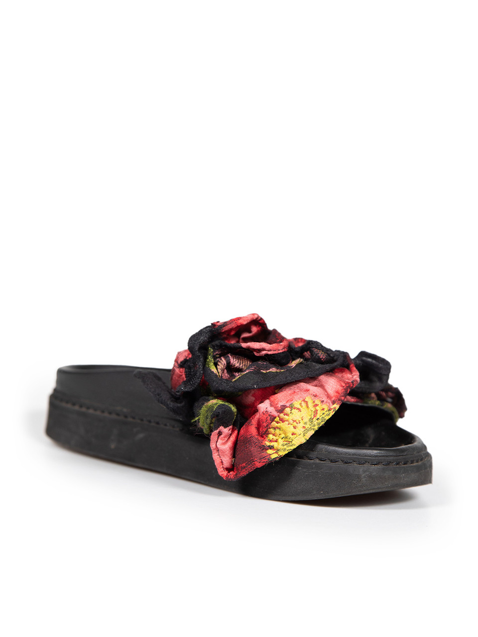 Simone Rocha Ruffled Floral Jacquard Slides Simone Rocha Ruffled Floral Jacquard Slides