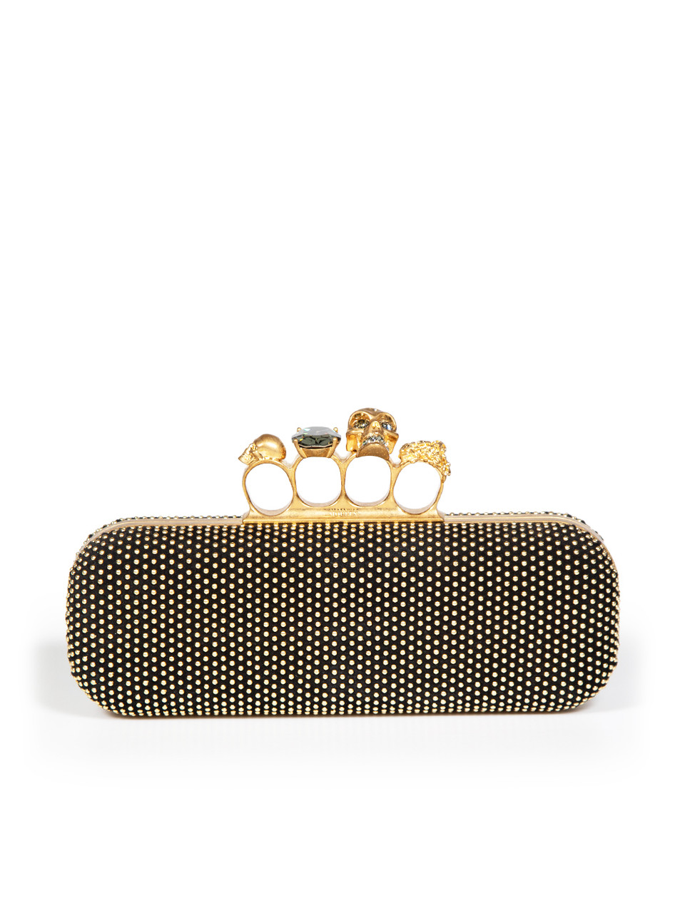 Knuckle embellished leather clutch in black - Alexander Mc Queen