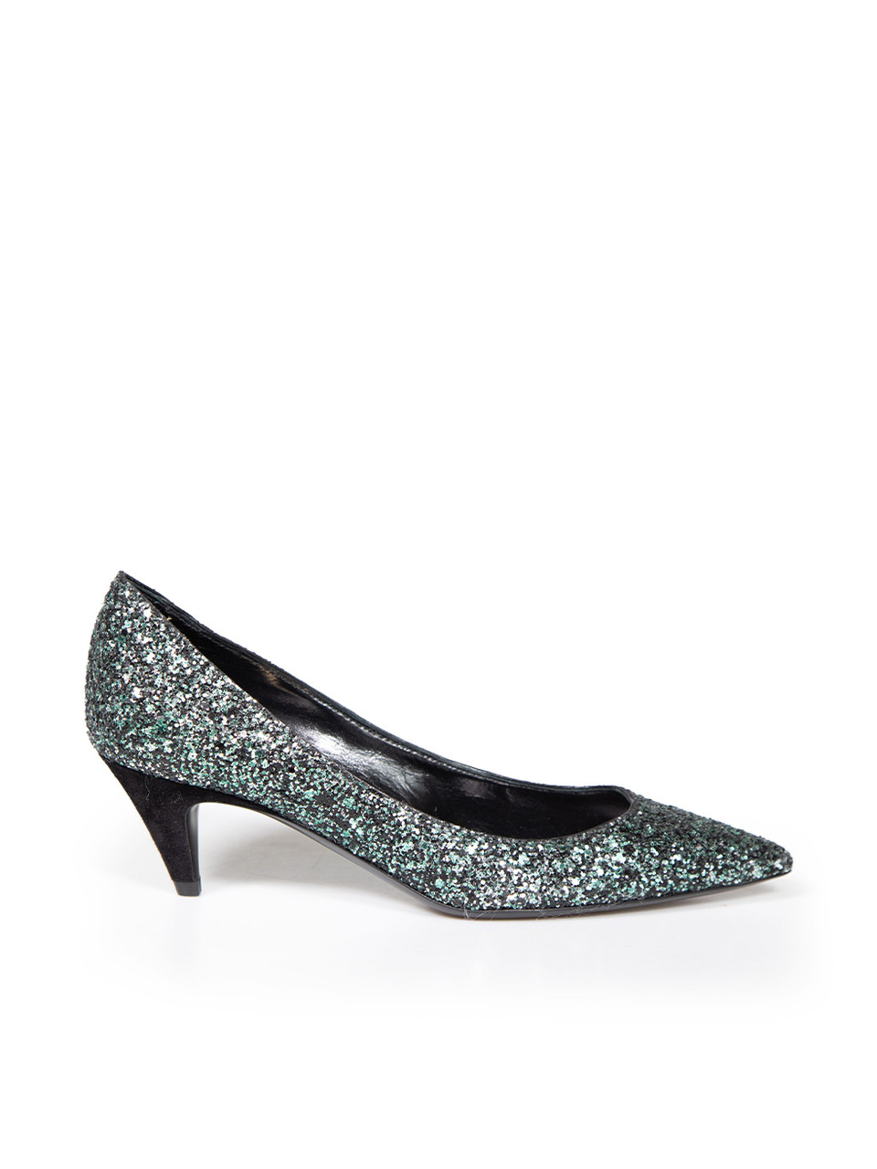 Saint Laurent Green Glitter Pumps