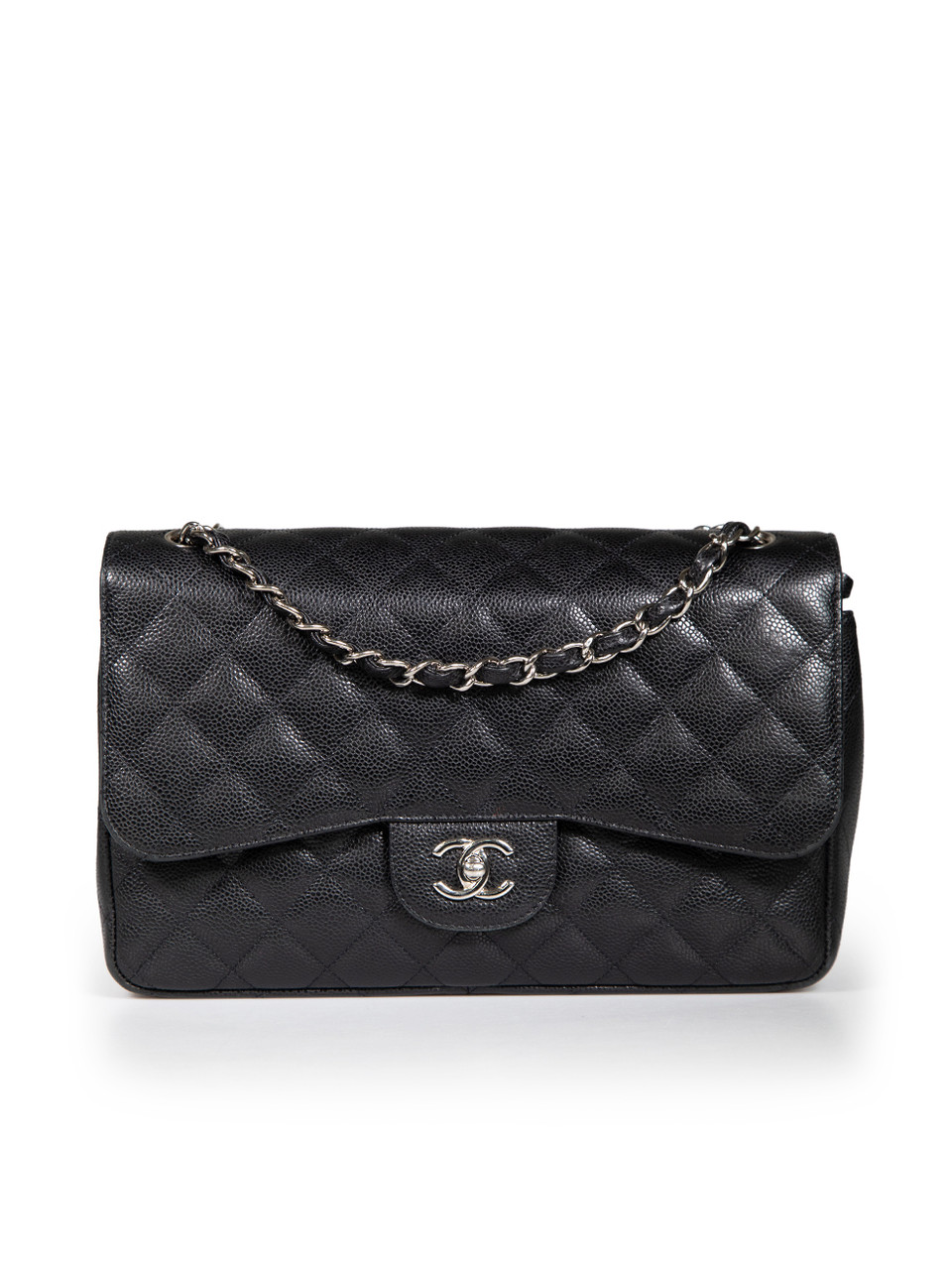 Chanel Black Caviar Leather Jumbo Classic Double Flap SHW