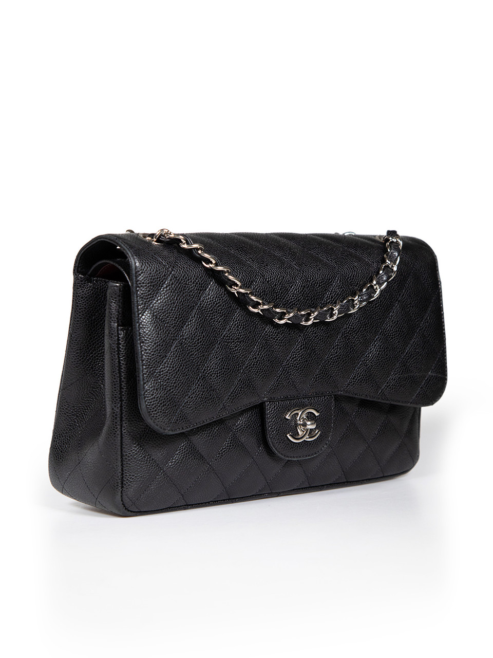 Chanel Black Caviar Leather Jumbo Classic Double Flap SHW