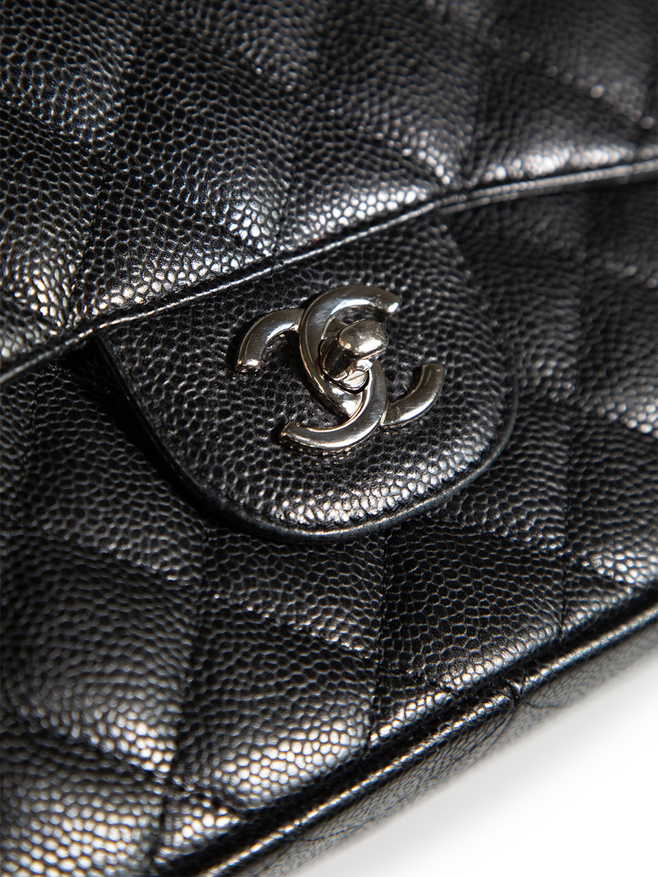Chanel Black Caviar Leather Jumbo Classic Double Flap SHW