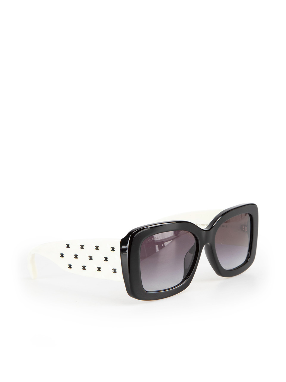 Chanel Black & White Quilted Arms Square Sunglasses