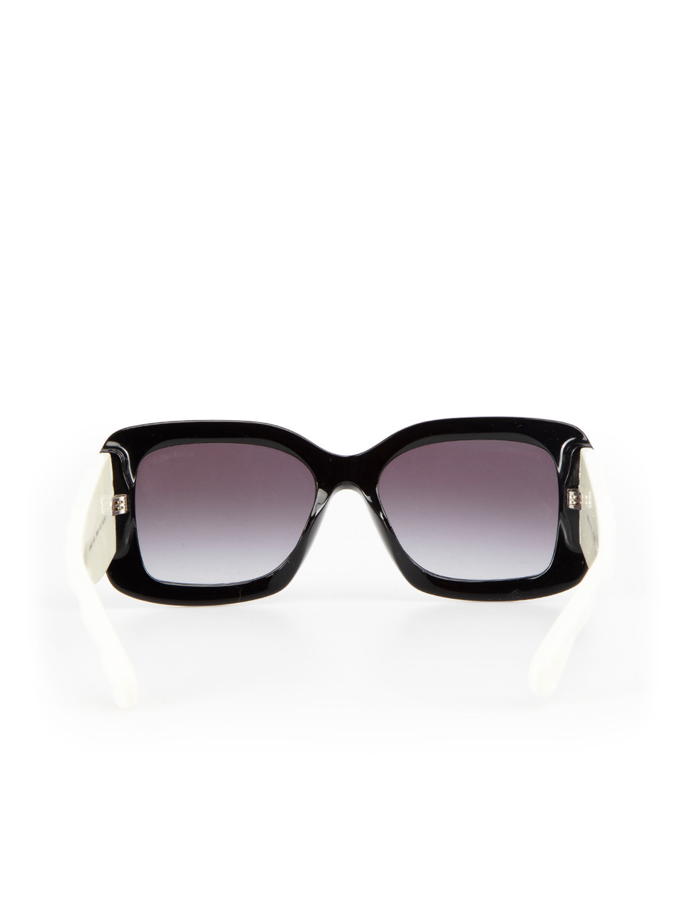 Chanel Black & White Quilted Arms Square Sunglasses