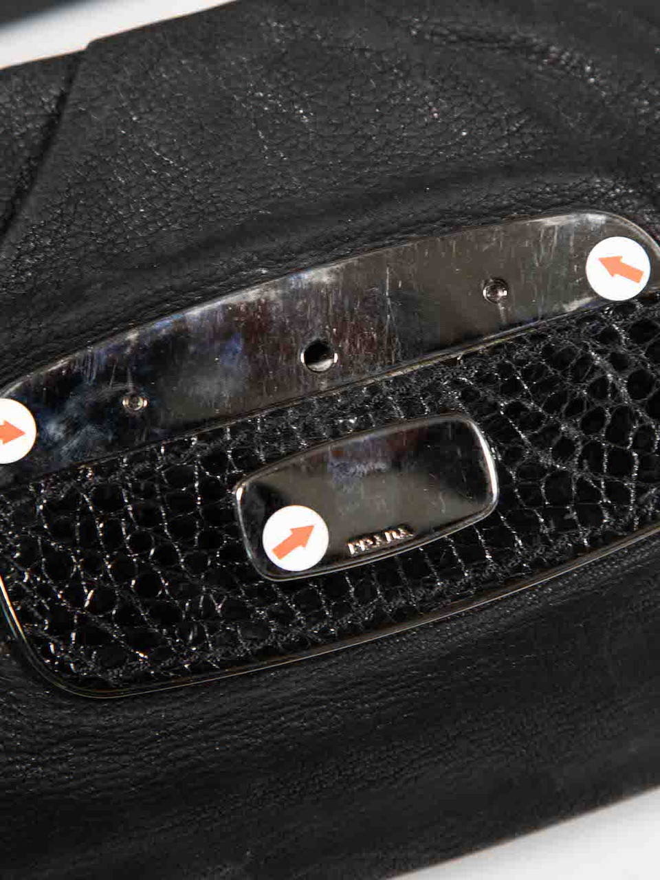 Prada Black Leather Embellished Shoulder Bag