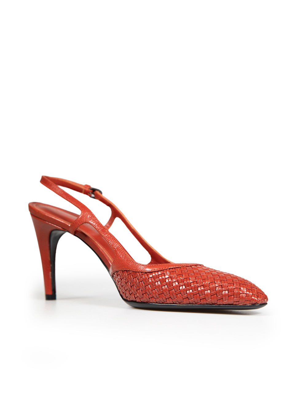Bottega Veneta Red Leather Woven Slingback Pumps Bottega Veneta Red Leather Woven Slingback Pumps
