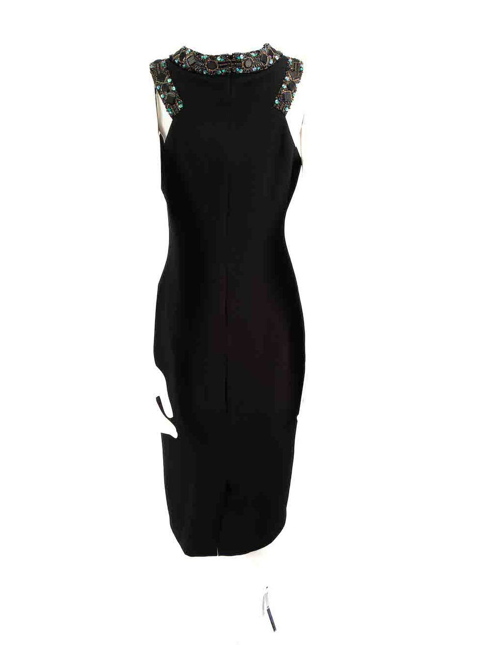 Badgley Mischka Black Embellished Midi Dress