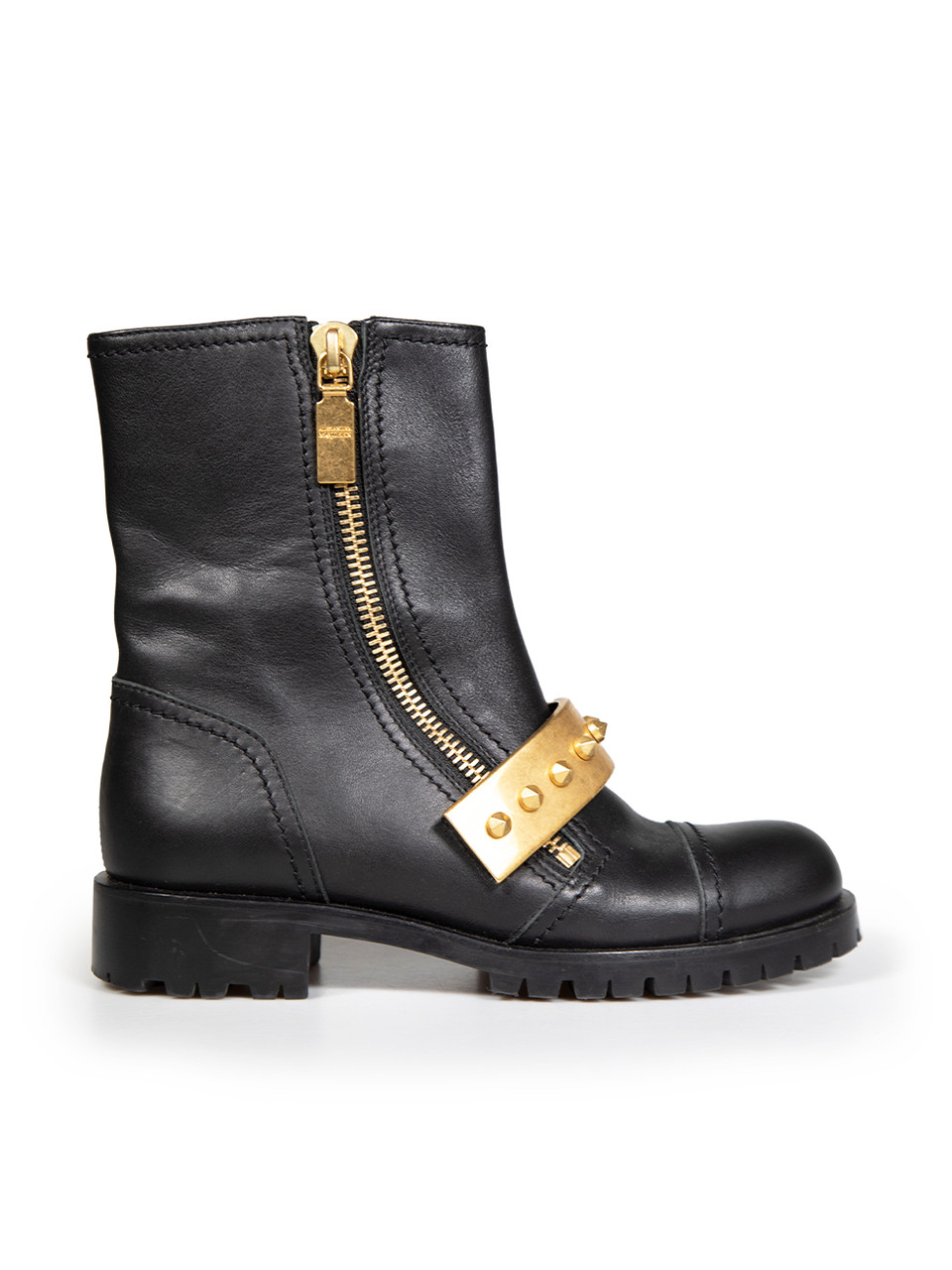 Alexander McQueen Black Leather Stud Biker Boots