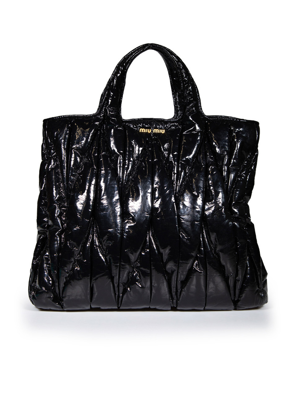 Miu Miu Black Patent Leather Matelasse North South Tote Miu Miu Black Patent Leather Matelasse North South Tote