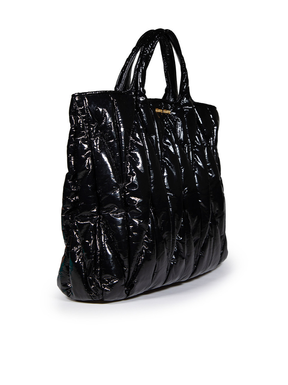 Miu Miu Black Patent Leather Matelasse North South Tote Miu Miu Black Patent Leather Matelasse North South Tote
