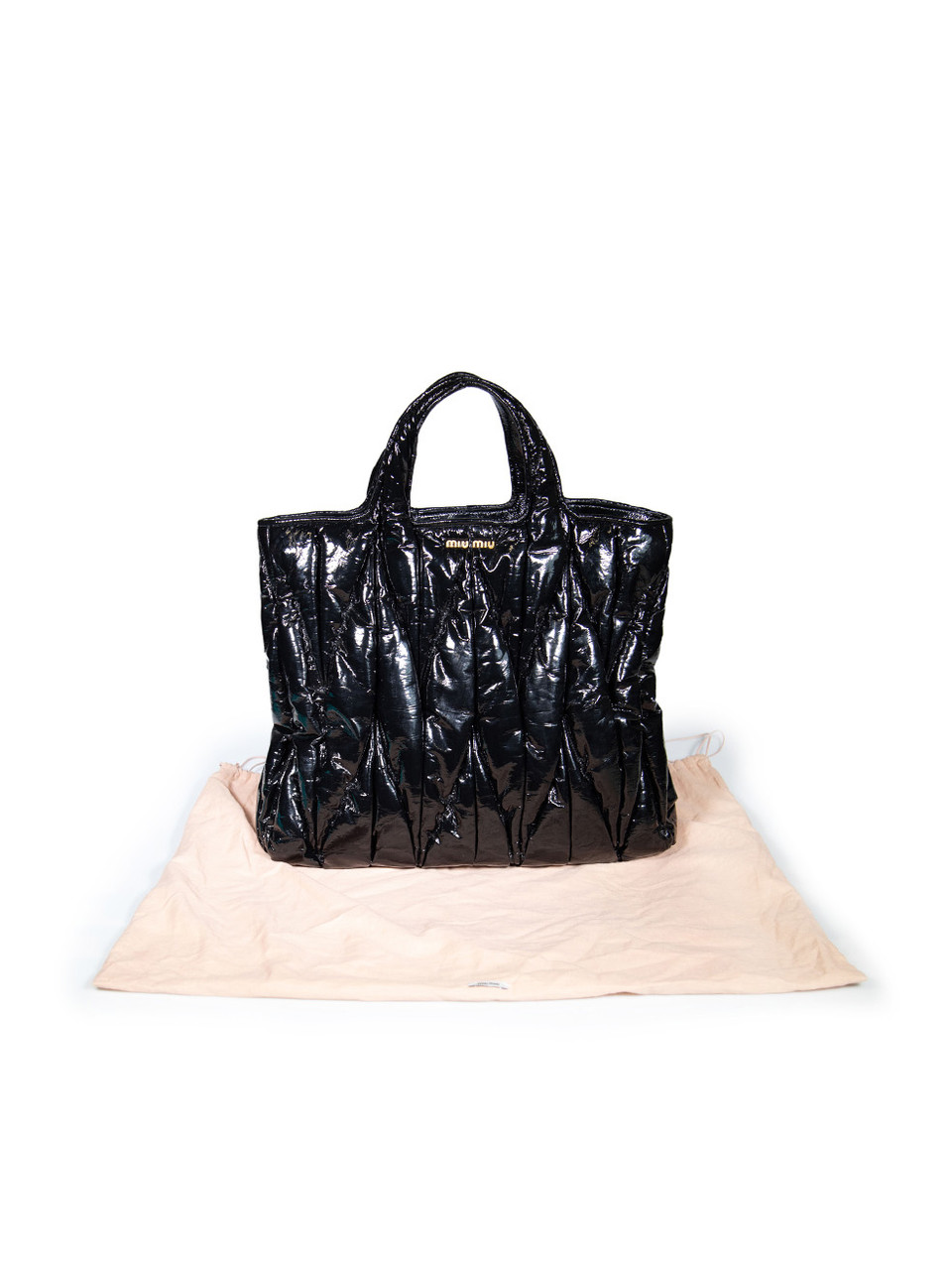 Miu Miu Black Patent Leather Matelasse North South Tote Miu Miu Black Patent Leather Matelasse North South Tote