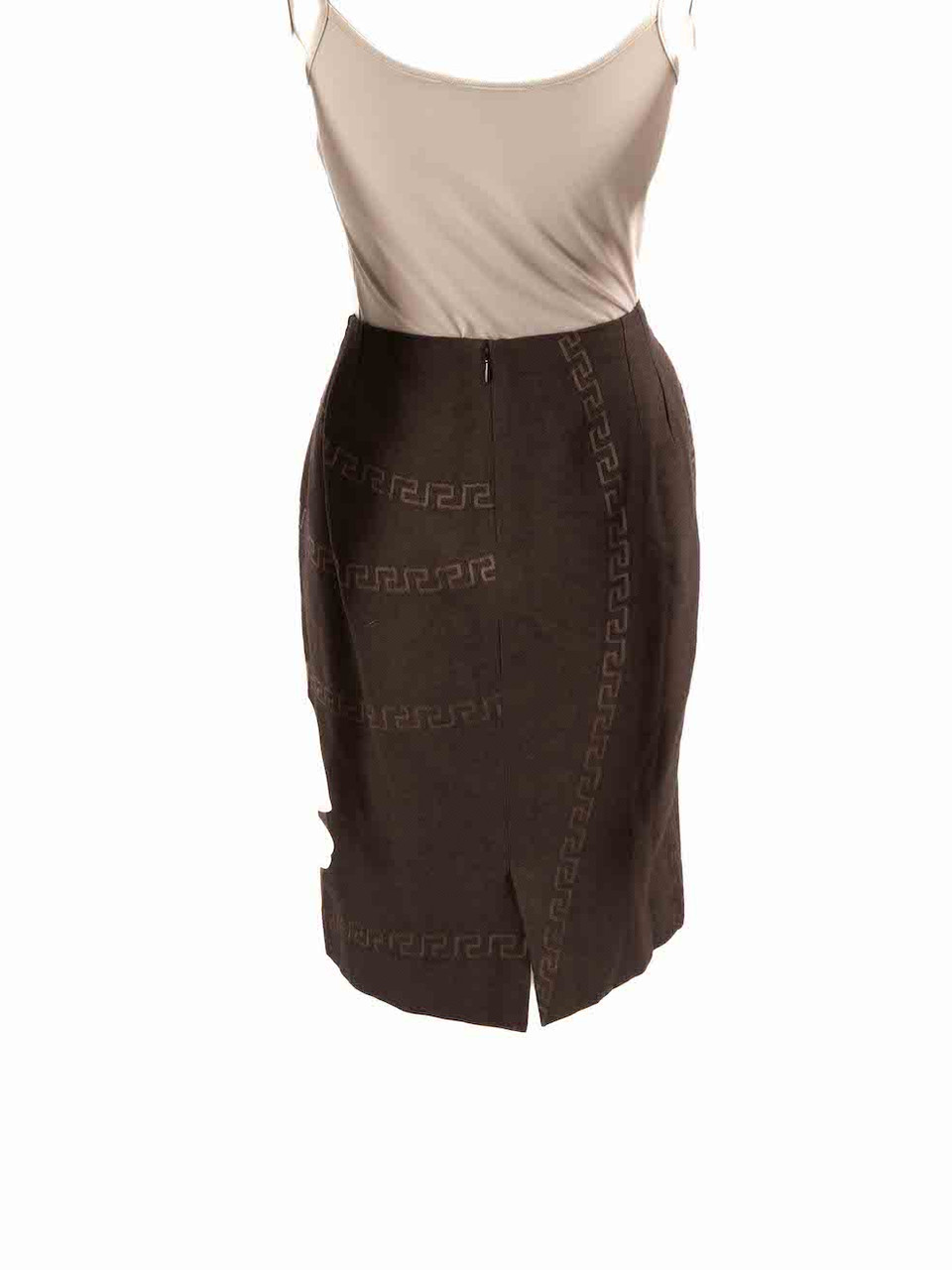 Versace Brown Grecca Detail Skirt