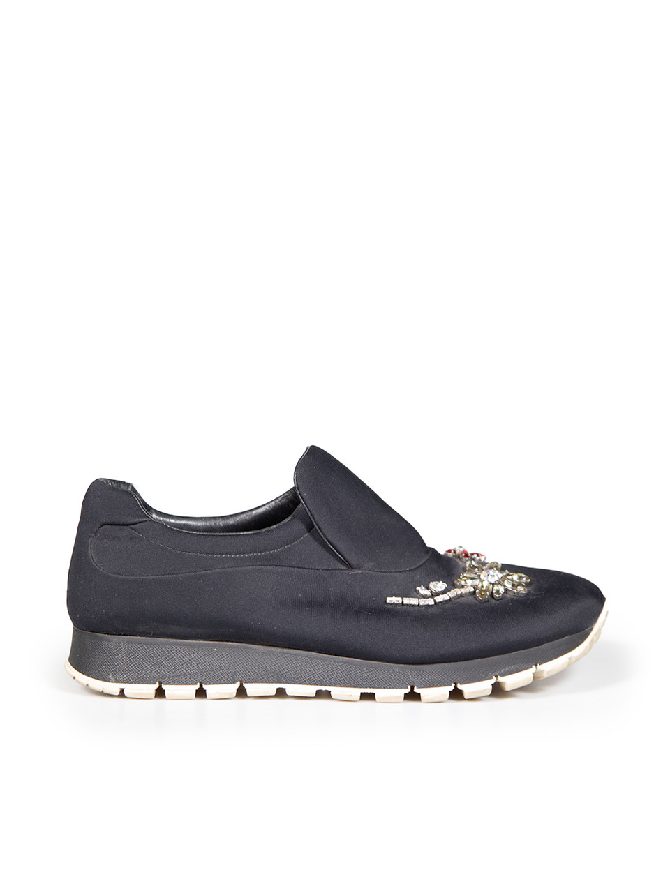 Prada Black Crystal Embellished Slip-On Trainers