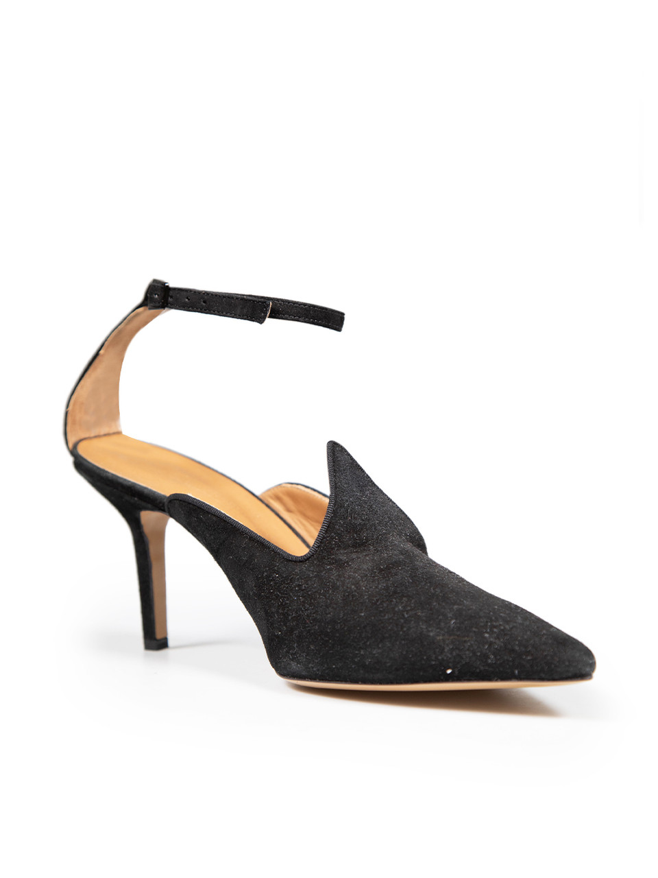 Le Monde Beryl Black Suede Ankle Strap Suede Heels