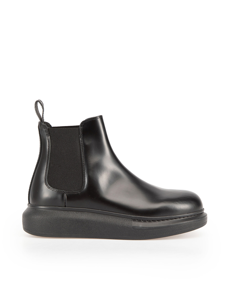 Alexander McQueen Black Leather Chelsea Hybrid Boots