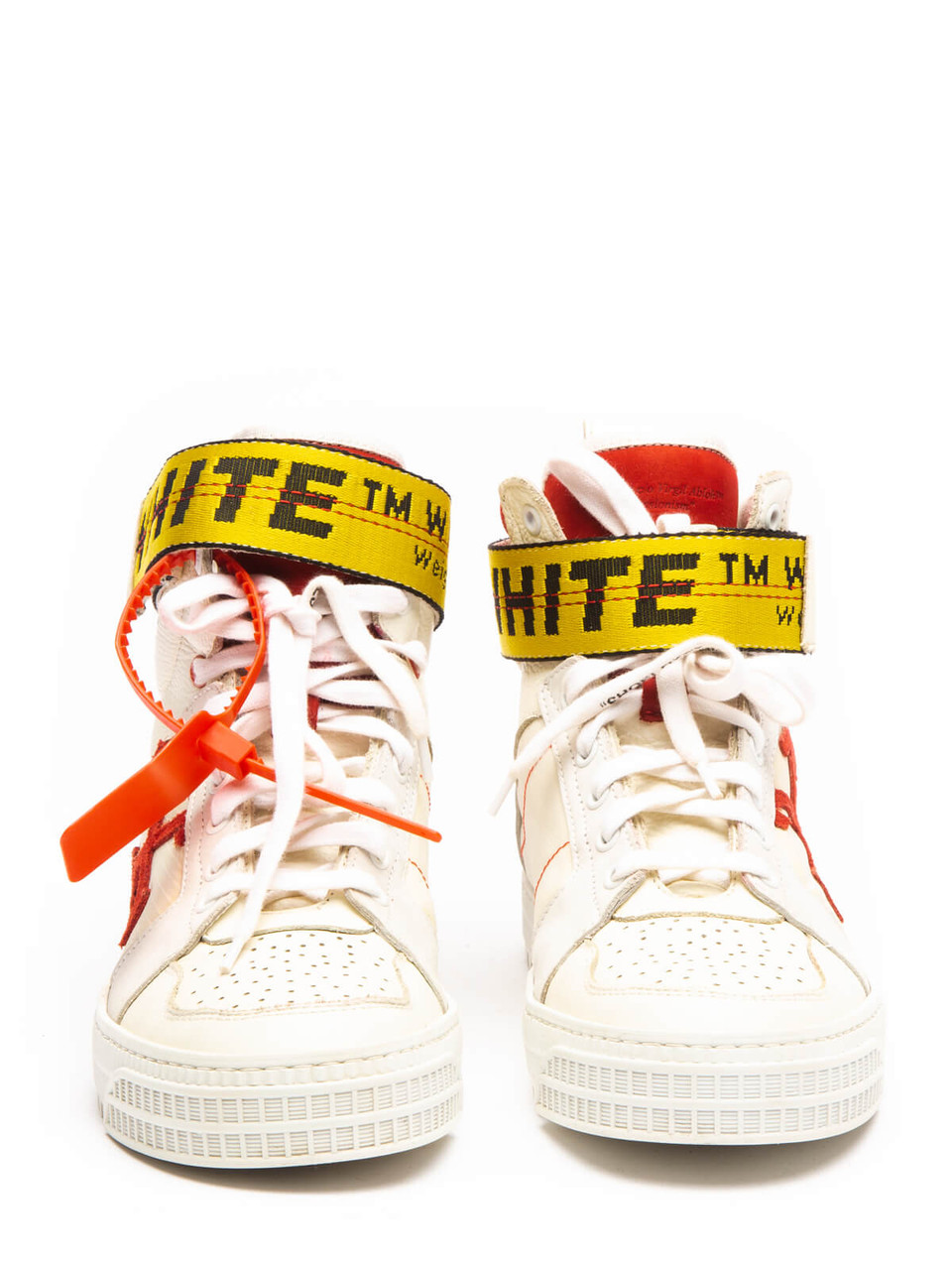 Off-White Women's Industrial Belt Hi-top Sneakers, Size 6 UK, White Leather