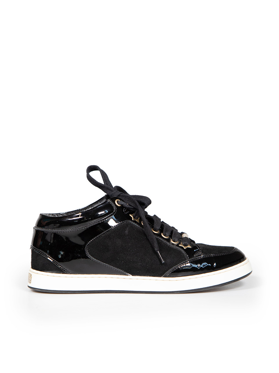Jimmy Choo Black Patent Lace Up Trainers