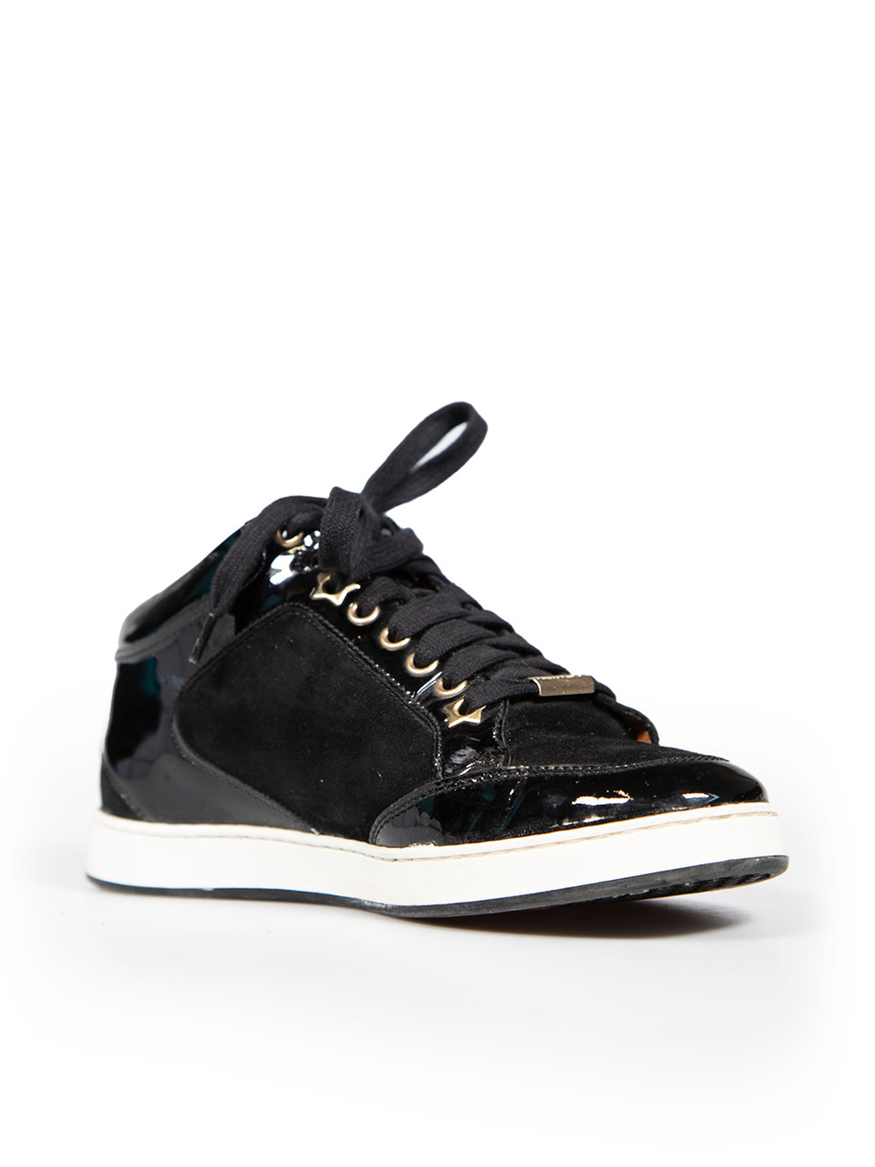 Jimmy Choo Black Patent Lace Up Trainers